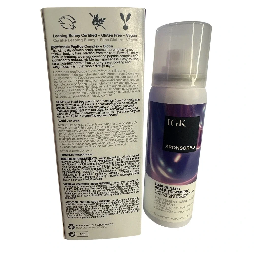 IGK Sponsored Hair Density Scalp Treatment 2.1oz Biotin Peptide Serum Mist